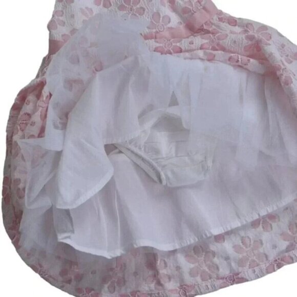 NWT Dressed Up By Gymboree Eyelet Dress  Pink White Tulle Party 12-18M - Picture 7 of 9